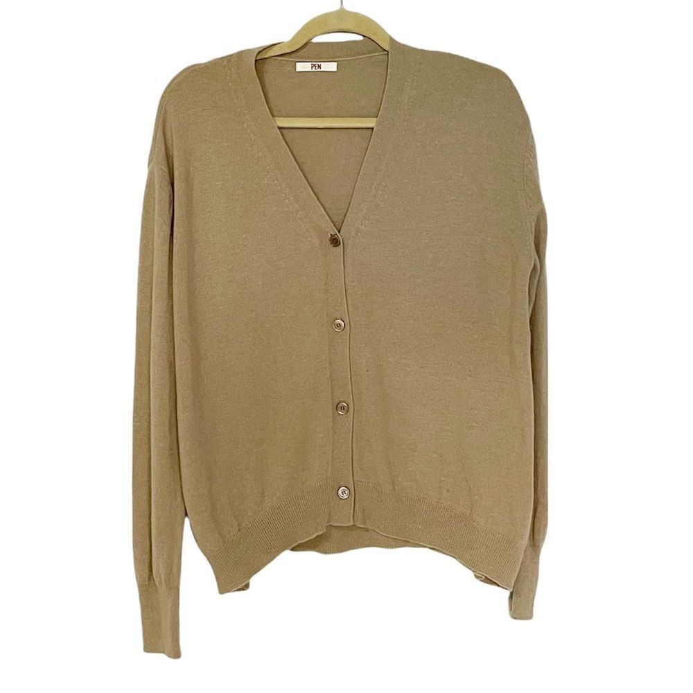 Pen Beige Lightweight V Neck Cardigan XL - Picture 1 of 8